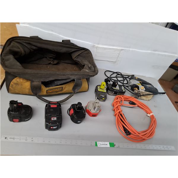 Mastercraft Jigsaw with Laser Line- Powers On, Extension Cord, Tool Batteries & Tool Bag- Cannot Shi