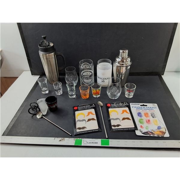 Drink Markers, Shot Glasses, Cocktail Shaker, Misc.