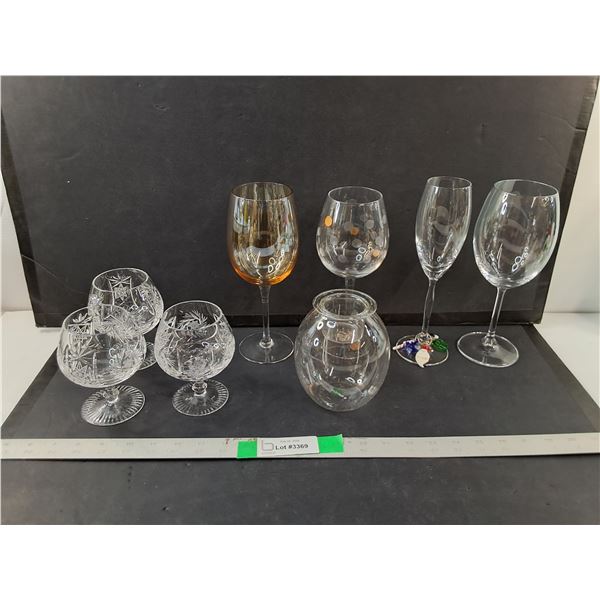 Glass & Crystal Wine Glasses Up to 9.75" & Bowl Vase - PICK UP