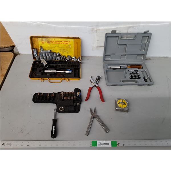 Socket Set, Screwdriver Set, Leather Hole Punch Plier, Misc.