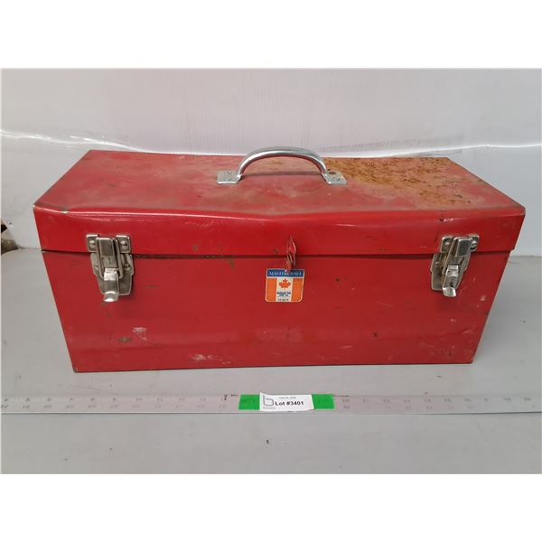 Mastercraft Metal Toolbox 21" x 9" x 9" & Contents, Cannot Ship