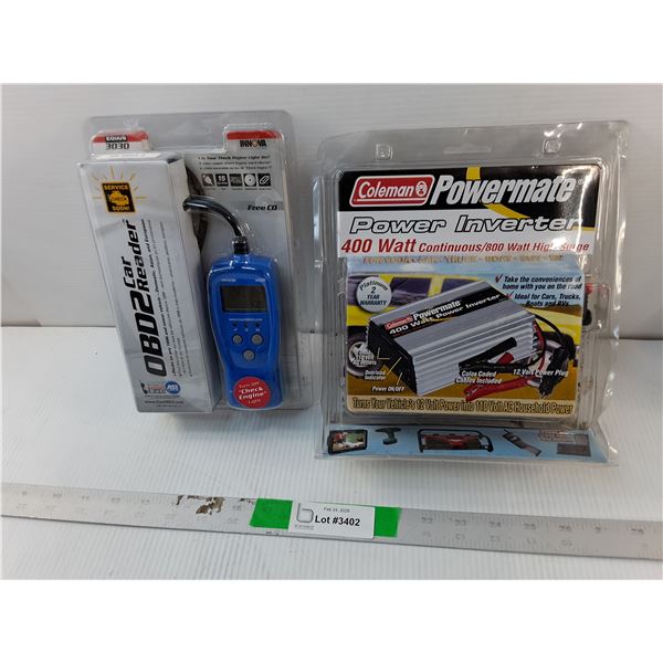 Powermate Power Inverter & OBD2 Car Reader- NIB