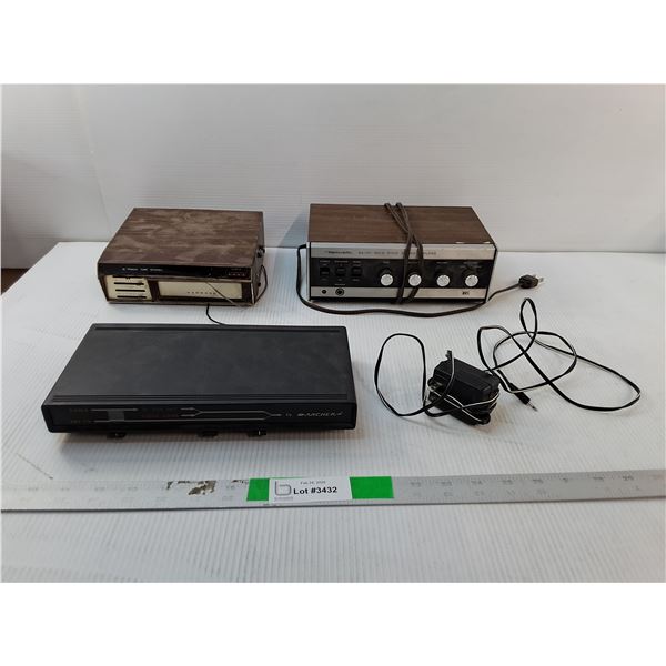 Realistic Stereo Amplifier- Powers On, Vintage Car 8 Track Player & Archer Video Selector Switch