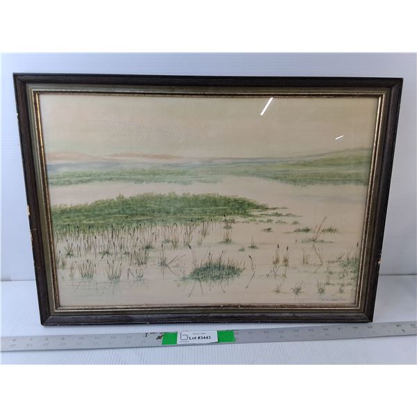 Framed Pond Painting 22.25" x 15.75" - PICK UP