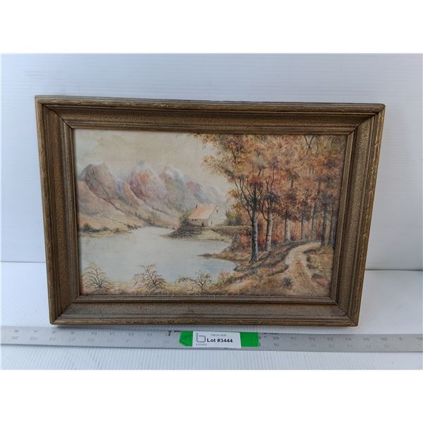 Framed Cabin Painting 17" x 12"