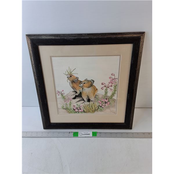 Framed Pika Painting 17.25" x 17.5", Pickup Preferred