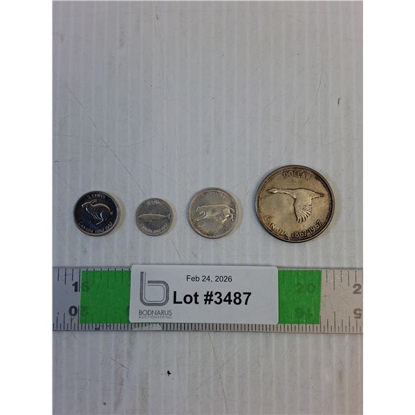 (4) Coins - Canada Centennial- 1867 - 1967 - (1) Nickel, (1) Dime, (1) Quarter, (1) Dollar