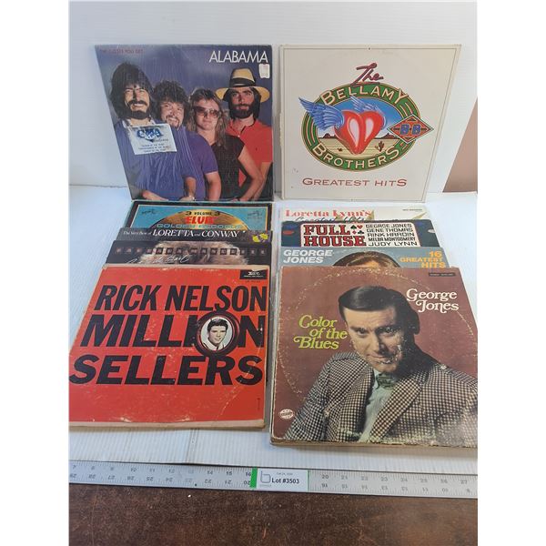 (15) Vinyl Records- Alabama, Rick Nelson, George Jones, Barbara Mandrell, Bellamy Brothers, Elvis, L