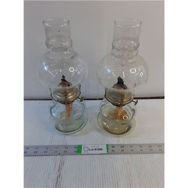 (2) Vintage Oil Lamps- 12" T - PICK UP ONLY