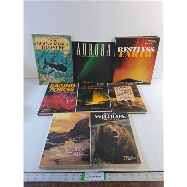 (8) Books- Multiple Title/Author- National Geographic, Tintin
