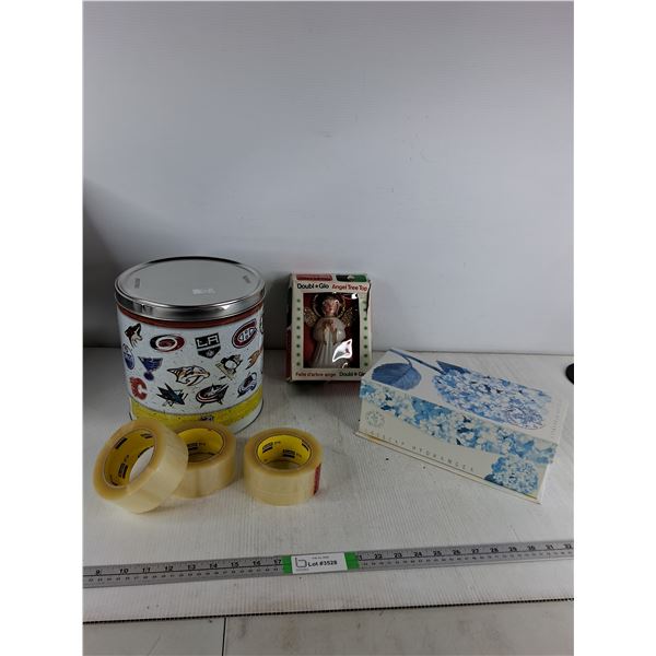 Hockey Themed Tin Container- H 9", Angel Tree Top, Hydrangea Box