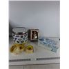 Image 1 : Hockey Themed Tin Container- H 9", Angel Tree Top, Hydrangea Box