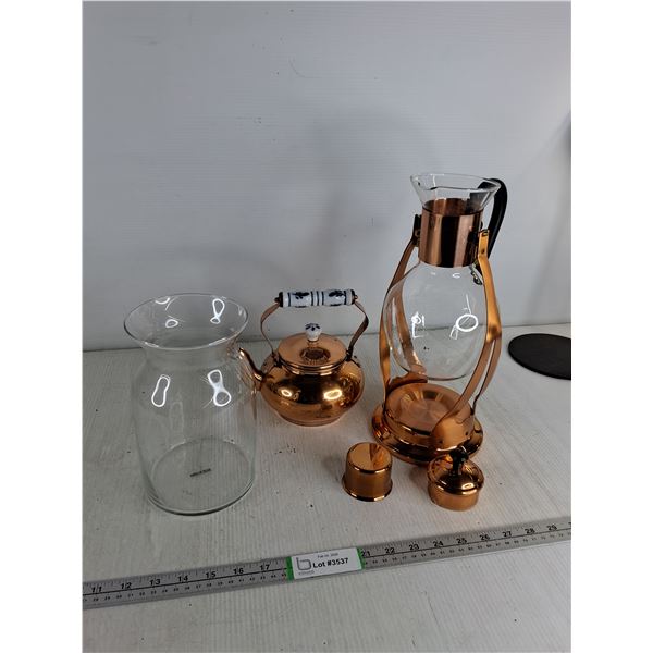 Cooper Candle Lit Water Heater and Tea Kettle, Clear Glass Vase- H 8" - PICK UP