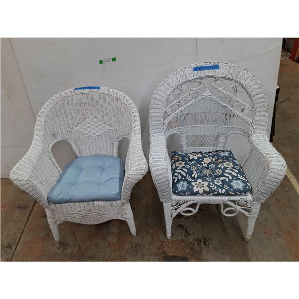 *(2) Wicker Patio Chairs with Cushions - PICKUP ONLY