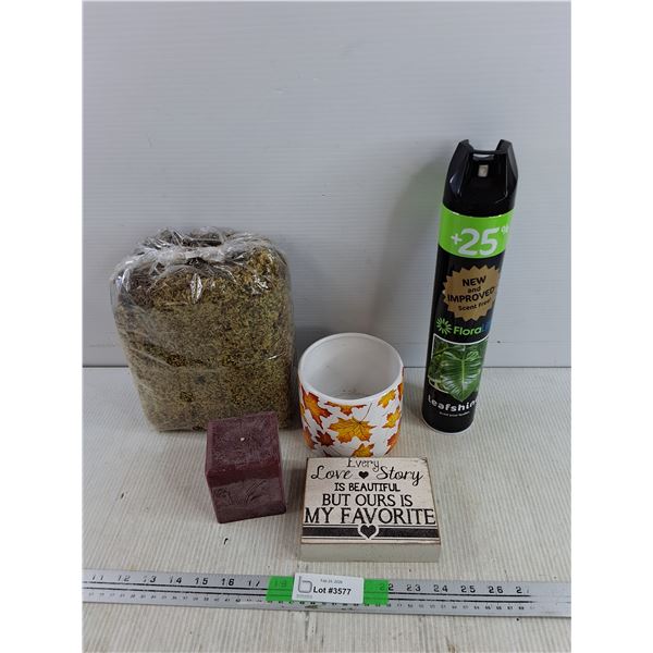 Dry Sea Weed, Scented Candle, Floral Life Leafshine Spray, Ceramic Vase, Misc