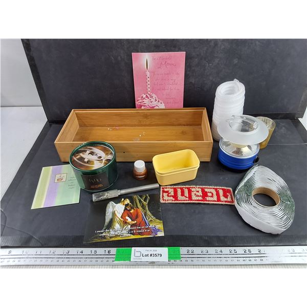 LED Lantern - Powers On, As Is, Scalpel,  Scented Candle, Wooden Tray, Misc
