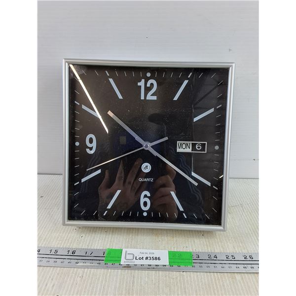 Square Quartz Wall Clock - Powers On, As Is - PICK UP