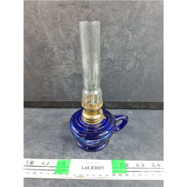 Cobalt Blue Glass Kerosene Lamp