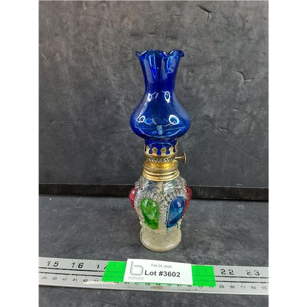 Cobalt Blue Glass Kerosene Lamp
