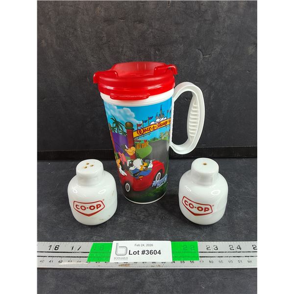 Co Op Ceramic Salt & Pepper Shakers, Walt Disney Travel Cup