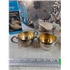 Image 3 : Silverplate Tea and Cream & Sugar Serving Set, Silversmith's Gloves, Dry Silver Polish