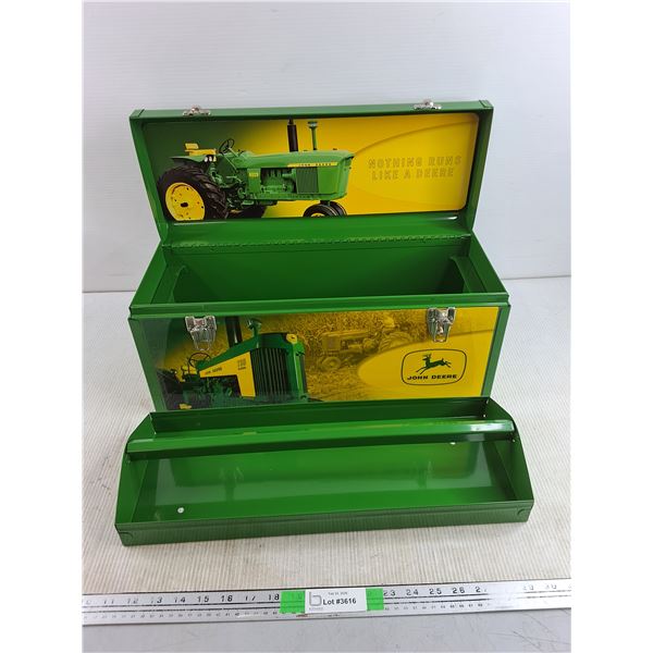 John Deere Metal Tool Box w/Tool Caddy - New, 20" x 8" x 9"