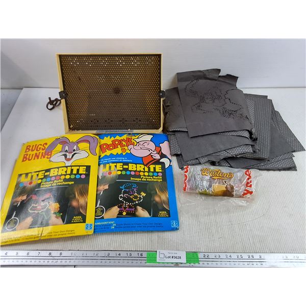 Vintage Lite Brite w/Picture Refills - Powers On, As Is