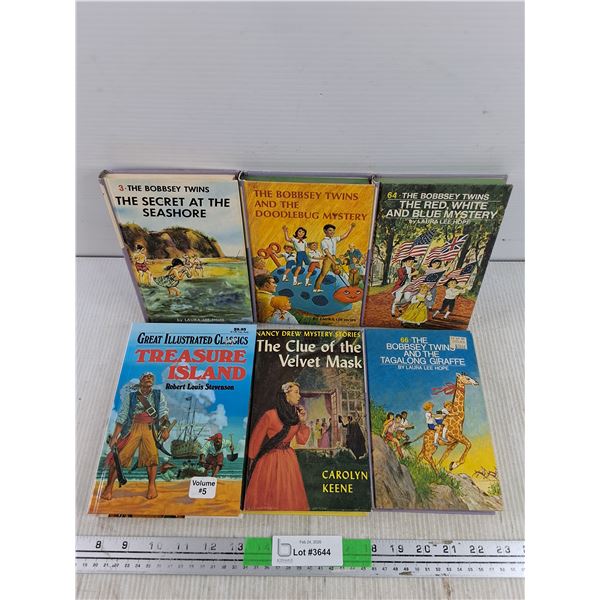 Assorted Books - The Bobbsey Twins, Carolyn Keene, Treasure Island