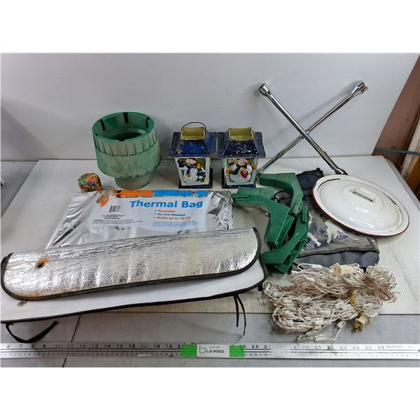 Lug Wrench, Tea Candle Lanterns, Thermal Bags, Outdoor Lights - Powers On, As Is, Misc - PU