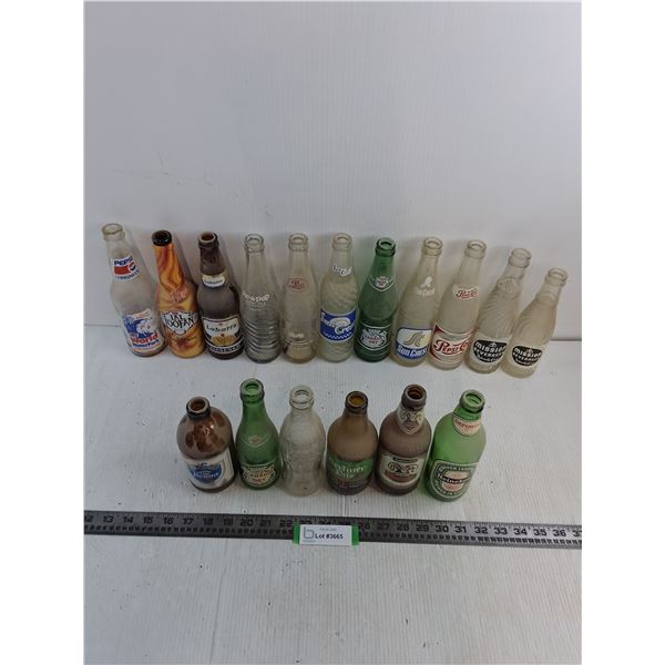(17) Assorted Glass Beer & Pop Bottles - PICK UP ONLY