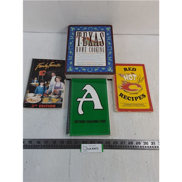 (4) Cooking/Recipe Books (Texas, Calgary Flames, 'A')
