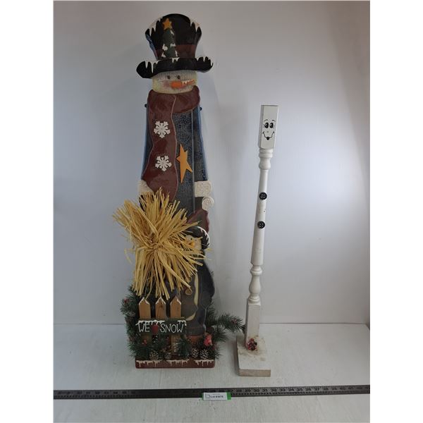 (2) Wooden Stand-up Figure Winter/Season Decor - Tallest 39" High -PICK UP ONLY