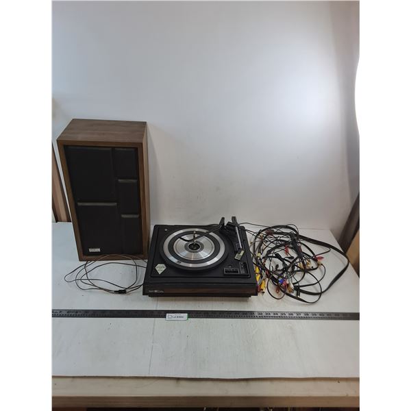 Sears Electronics Turntable - Tested, Speaker 19x10x8" - Untested, AV Cords - PICK UP ONLY