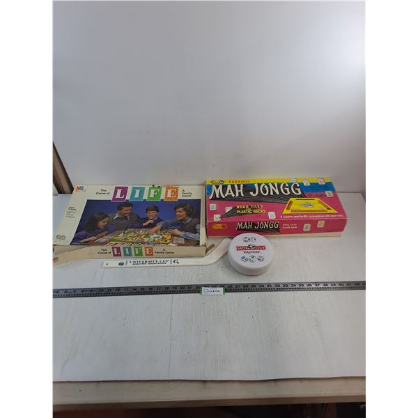 (3) Board Games (Life, Mah Jongg, Monopoly Express), Mini Hockey Stick