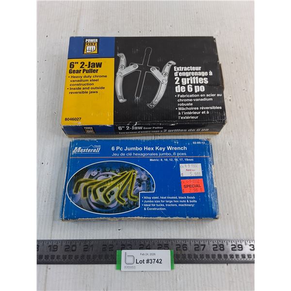 Power Fist 6" 2-Jaw Gear Puller, Masterall 6-Piece Jumbo Hex Key Wrench