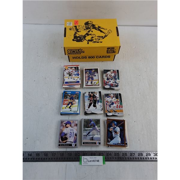 Medium Quantity Assortment of NHL & MLB Collector Cards w/Storage Box - Unauthenticated