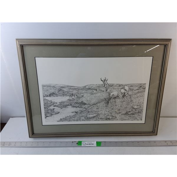Framed Bernie Brown 'The Intruders' Print 24.25" X 17.5", Cannot Ship