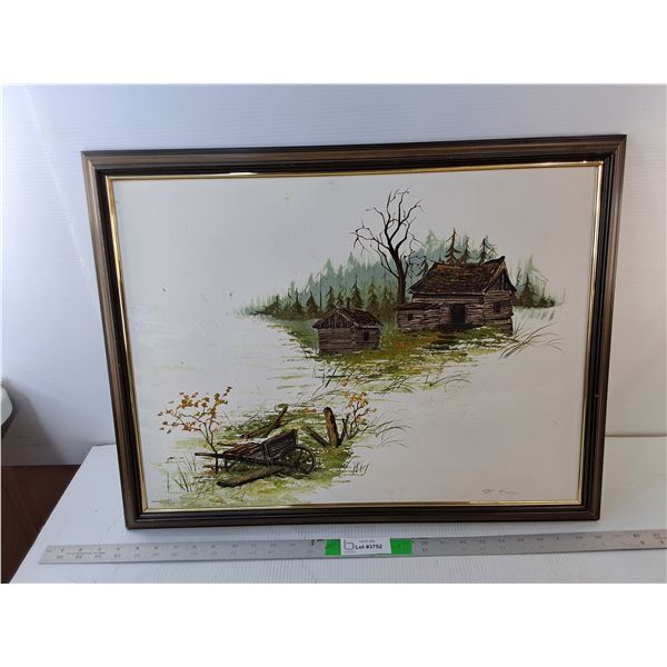 Framed Abandoned Farmhouse Painting 25.75" x 20", Cannot Ship