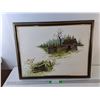 Image 1 : Framed Abandoned Farmhouse Painting 25.75" x 20", Cannot Ship