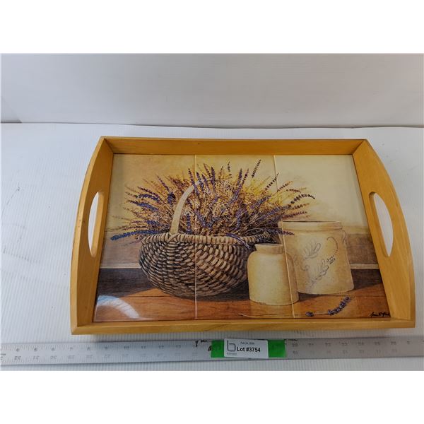 Tiled Wooden Serving Tray 20.25" x 13.5", Pickup Preferred
