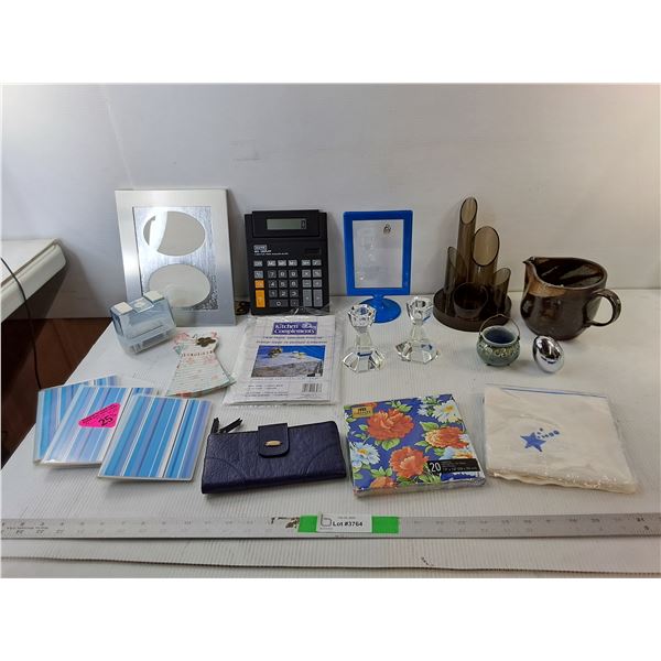 Glass Candleholders, Wallet, Photo Albums, Misc.