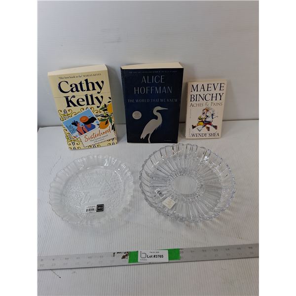 Glass Decorative Plate, Divided Tray & Books
