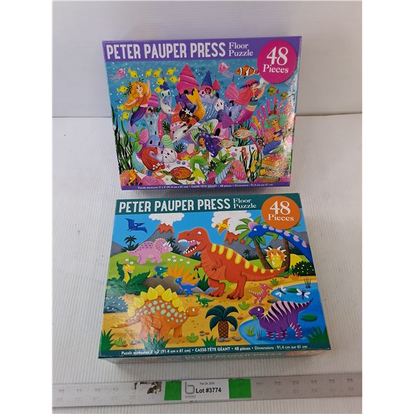 (2) Kids' Floor Puzzles- Mermaids & Dinosaurs