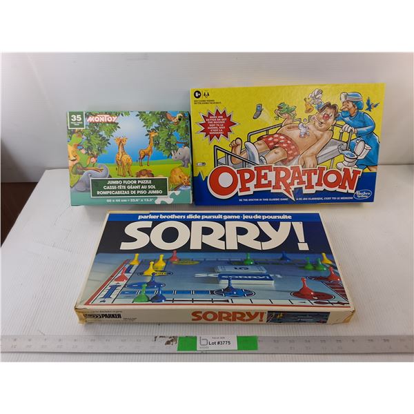 Kids' Floor Puzzle & Board Games- Operation, Sorry