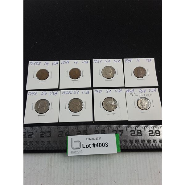 (8) American Coins from 1939-1942