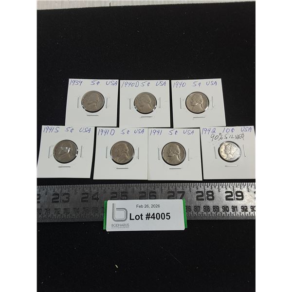 (7) American Coins from 1939-1942