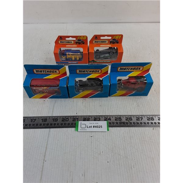 (5) NIB Matchbox Replica Vehicles