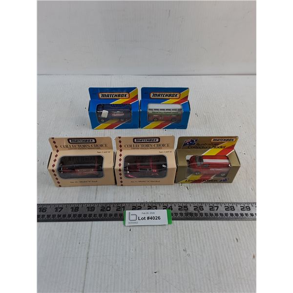 (5) NIB Matchbox Replica Vehicles