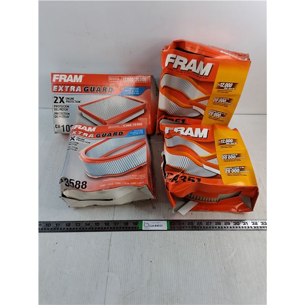 (4) Fram Air Filters-Assorted Sizes-Look to be new-some box damage