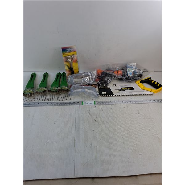 LED Drop Light,Backsaw,(2) Safety Glasses,(4) Wire Brooms,Peeler